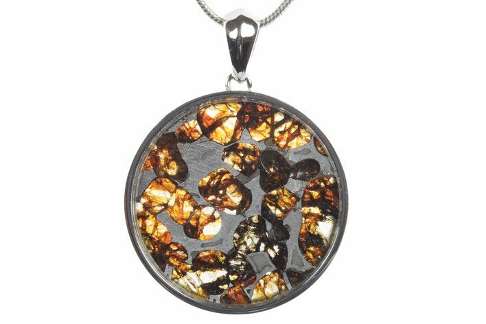 Sericho Pallasite Round Meteorite Pendant - Kenya #351403